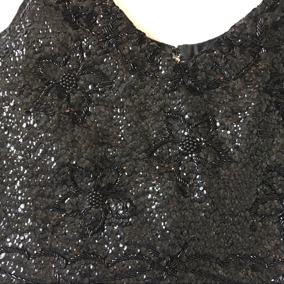 Vintage Black Beaded Sequin Evening Top size L - Picture 5 of 8
